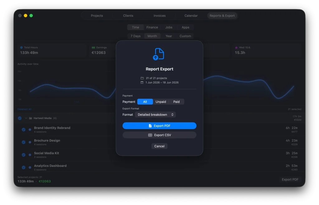 RAVEN Hub - Report export - detailed-web